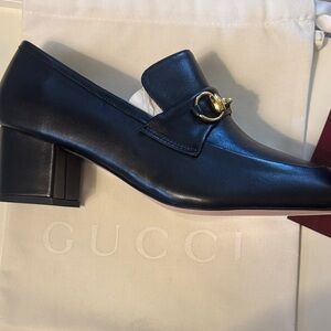 Gucci Black Leather Horsebit Loafer with Gold Hardware